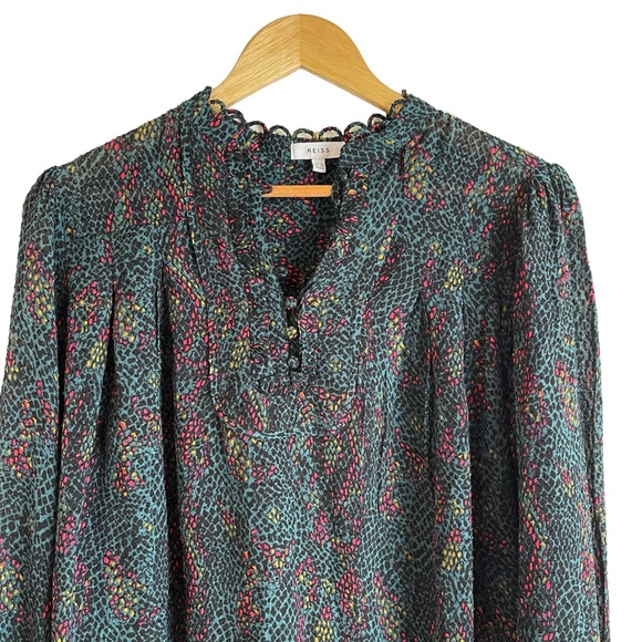 Reiss Gloria Snakeskin Print Long Sleeve Blouse Size 6 - Picture 6 of 10